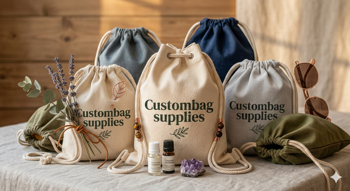 Reusable and eco-friendly cotton drawstring bags