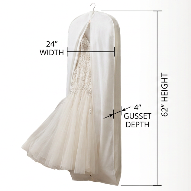 62" x 24" x 4" Premium garment bags: Protect your clothes in style.