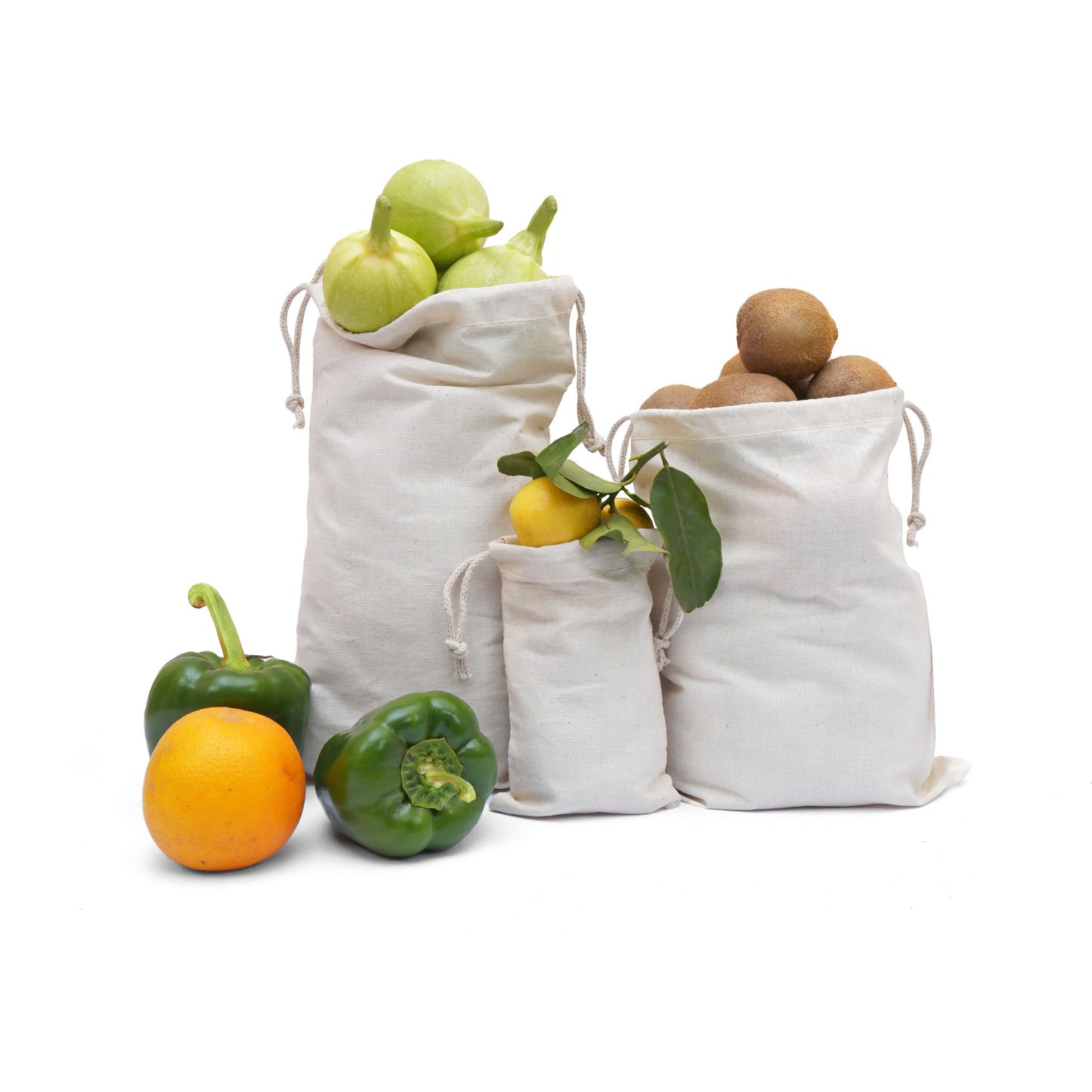 3x5 Inches Reusable Eco-Friendly Cotton Double Drawstring Bags Natural Color
